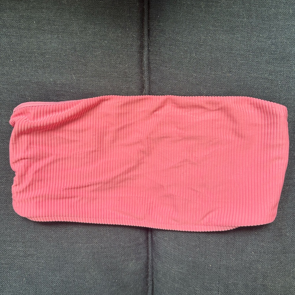 Frankie’s Bikini’s Jenna Ribbed Bandeau Bikini Top in Cherub (Pink) sz S - Picture 5 of 5